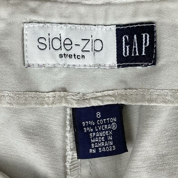 Gap Side Zip Stretch Capri Pants Women’s 8 Khakis Vintage Basic Preppy Essential - Picture 8 of 16